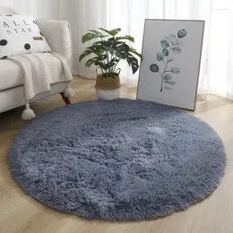 Carpets Round Plush Carpet For Living Room Anti-slip Fluffy Soft Large Area Mats Thick Bedroom Decorative Kids Lounge Rugs