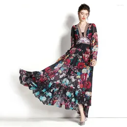 Vestidos casuais estampa de luxo Flowy Long Maxi Boho Beach Dress Garymed Women Holiday Holida