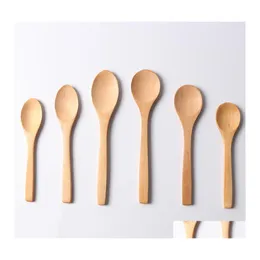 Spoons Japanese Style Eco Friendly Natural Wooden Spoon Mini Honey Coffee Small For Kids Drop Delivery Home Garden Kitchen Dining Ba Dhyqj