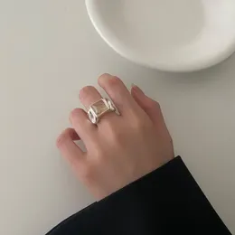 Pierścienie klastra Shanice Korean S925 Srebrny otwartego pierścienia Nieregularny guzek Kamień Naturalny Minimalistyczna biżuteria