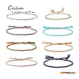 Charm Bracelets Handmade Braided Rope Bracelet With Friendship Card For Women Girls Fashion Designer Polyester Thread Beach Jewelry Otwnq