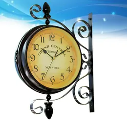 Wall Clocks Vintage Double Sided Clock Iron Silent Quiet Grand Central Station Art Decorative Faced