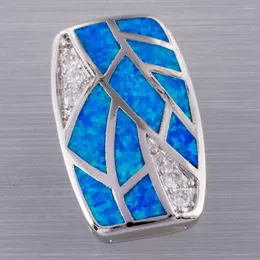 Hänge halsband Kongmoon Tree Leaf Mönster Ocean Blue Fire Opal CZ Silver Plated Jewelry for Women Necklace