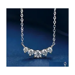 Pendanthalsband trenda 925 Sterling Sier 0,58ct D Färg VVS1 Moissanite Smile Necklace For Women Plated White Gold Diamond Gift Pen Dhbjf