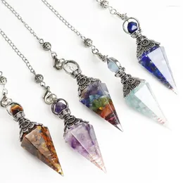 Pendant Necklaces Natural Stone Pendulum 1pc Six Sided Amethystss Crystal Conical Small Ball 7 Chakra Gift Jewelry Healing Stones
