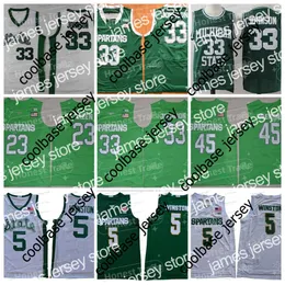 Maglie da basket NCAA College 5 Cassius Winston 22 Miles Bridges Green 23 Draymond Green Johnson 45 Denzel Valentine White University