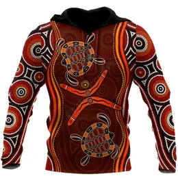 Herrtröjor tröjor aboriginal naidoc vecka läker sköldpaddan 3d tryckt blixtlås hoodie kvinnor män pullover streetwear cosplay costumes