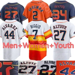 2023 rozmiar niestandardowy S-4XL 44 Yordan Alvarez 3 Jeremy Pena 27 Jose Altuve Jersey George Springer Alex Bregman Michael Brantley Yuli Nolan Ryan koszulki baseballowe