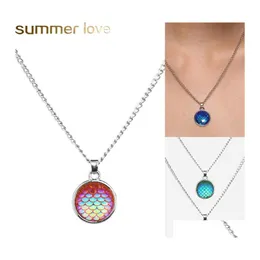 Pendant Necklaces Romantic Mermaid Fish Scale Necklace Beautif Color Shiny Alloy For Woman Girl Vacation Jewelry Drop Delivery Pendan Otejc