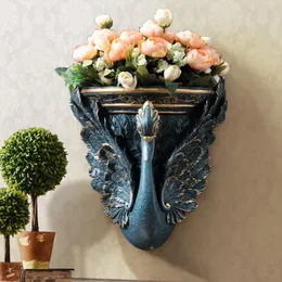 Vase Europe Wall Vase Home Decorative人工植木鉢飾り樹脂壁画工芸リビングルーム吊り下げ装飾アート