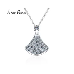 Ketten Engel Damen Halskette Moissan Diamant S925 Sterling Silber 0,62 ct Kleiner Fächer Anhänger Boutique Schmuckketten Drop Lieferung Juwelier Dh7Rf