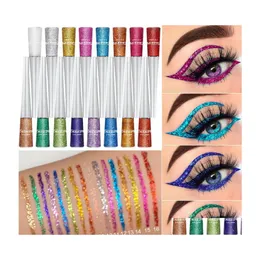 Eyeliner CMAADU 16 F￤rg Glitter Liquid Sequin Burst L￤tt att b￤ra LￅNG SISTA snabba torra ￶gon Makeup Drop Delivery Health Beauty DH9M1