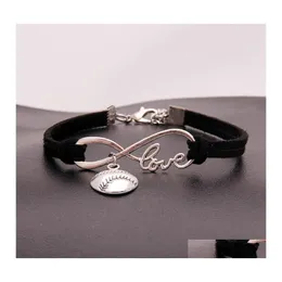 Charm Armbänder American Softball Infinity für Frauen Männer Liebe Baseball Veet String Seil Wrap Armreif Mode Sport Schmuck Geschenk Drop OT5AF