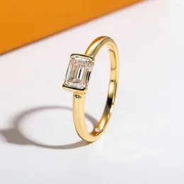 Cluster Rings 1CT Emerald Cut D Color Moissanite Engagement Solid 925 Sterling Silver Yellow Gold Plated Jewelry Wholesale