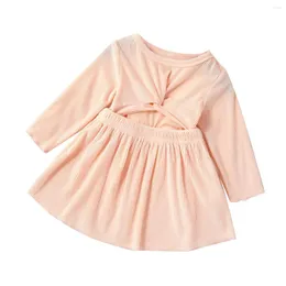 Vestidos de niña ropa de bebé de otoño otoño 0-24m cuello redondo manga larga falda de línea 2023 vestido dulce casual