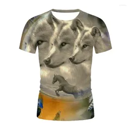 Herren T -Shirts Drei Wolf 3d gedrucktes T -Shirt Unisex Sommerhemd Männer Streetwear Round Hals Kurzarm Tops Lustige Anime -Kleidung Ropa Hombre