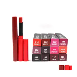 أحمر الشفاه Matte Lip Stick Girls Pencil 12 Color Longlasting Makeup Natural Lippenstifte Drop Dropen
