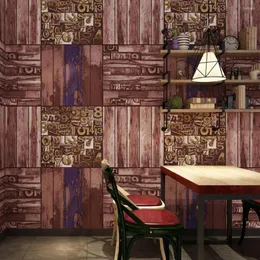 Papéis de parede retrô nostálgico padrão de madeira papel de parede restaurante digital El fundo industrial vento sala de jantar