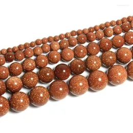 Beads Loose Spacer Gold Sand Stone For Making Fashion Bracelet Necklace Jewelry
