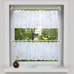 Curtain Tulle Sheer Floral Embroidery Sling Roman Short Window For Home Living Room Decoration Voile In The Kitchen Cafe