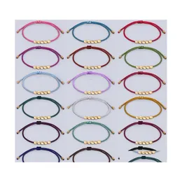 Catena a maglie Mangia Braccialetti tibetani Braccialetti a maglie rosse intrecciati a mano Creativi 5 Perline di rame Irregar Corde nere Bracciale Pl Dro Dh8Tl