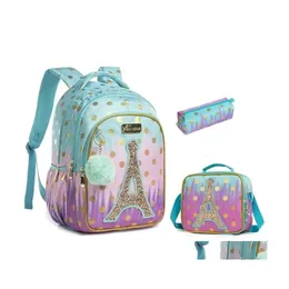 Backpacks School Bag Backpack For Kids Teenagers Girls Sequin Tower Bags Supplies 220519 Drop Delivery Baby Maternity Accessories Dhxws