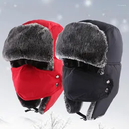 Boinas de boinas de inverno chapéu russo caminhadas ao ar livre andando de esqui u unisex ushanka eça à prova de vento grossa e quente chapéus de bombardeiro para homens