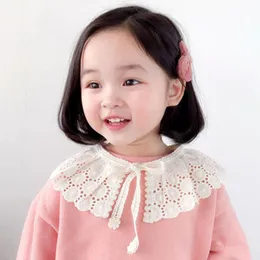 스카프 한국 옷깃 자수 어린이 스웨터 셔츠 거짓 고리 스카프 겨울 소녀면 얇은 꽃 중공 레이스 숄 O81