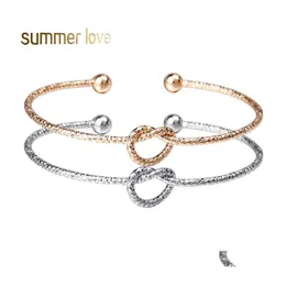 Bangle Designer Knot Cuff Bracelets Bangles For Women Men Charm Open Heart Fashion Jewelry Rose Gold Color Couple Drop Delivery Otcbl