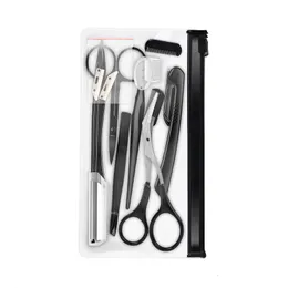 Clippers Trimmers 6PCSSet Eyebrow Trimmer Kit SCISSORS pincezers Brow Trimning Tool Eye Shaping Knaken Razor Make Up Free Two Blades 230114