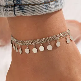 Anklety Charms Tassel dla kobiet mężczyzn wielowarstwowych geometrycznych metalowych metalowych metal