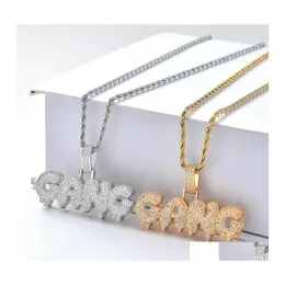 H￤nge halsband herrar is ut g￤ng bling cz bubbla bokstav guld sier vriden rep kedja f￶r kvinnor hip hop smycken g￥va droppe leverera otnxa