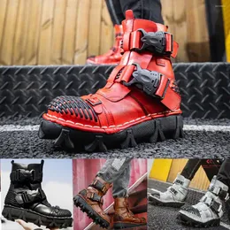 Boots Men's Motorcycle Genuine Leather Military Combat Gothic Skull Punk Boot Tactical Basic Men Platform Work Shoes