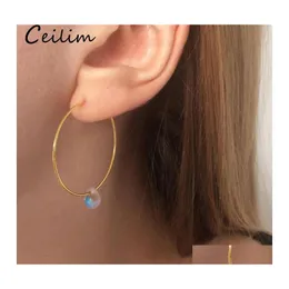 Hoop Huggie Trendy Simple Earring Glass Crystal Bead Dangle Light Weight Jewelry Accessories Golden Sier Plated Wholesale Drop Del otxvq