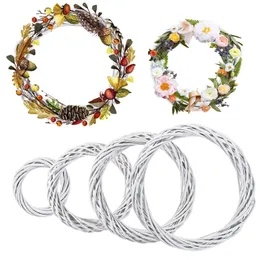 Dekorative Blumen Kränze 1pc 10-30 cm Rattan Ring Weiß Kranz Girland