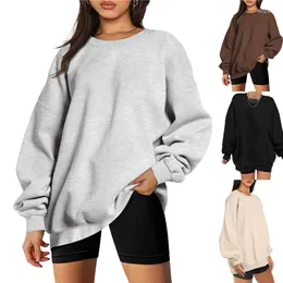 Women's Hoodies Women Casual Loose Base Sweatshirt Long Sleeve Crew Neck Oversized Solid Color Hoodie Female Autumn Spring Pullover Jumper