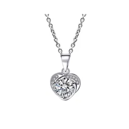 Inne modne 1 D kolorowe serce moissanite Naszyjnik Kobiet biżuteria 925 Sterling Sier Love Gra Valentines Prezent Prezes Dostawa Naszyjka Dhzpt