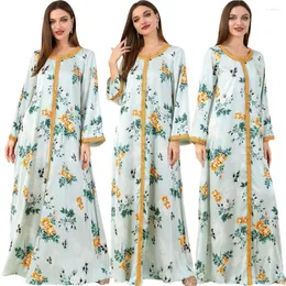 Ethnische Kleidung Frauen Große Plus Größe Midi Kleider 2023 Herbst Chic Elegante Langarm Floral Abend Party Islamischen Vestidos Robe