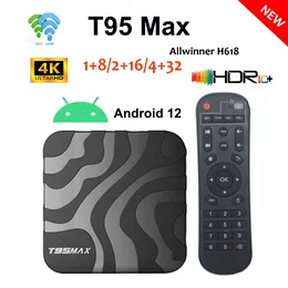 T95 MAX 6K TV ボックス Android 12 Allwinner H618 4GB RAM 32GB ROM 2.4G 5G デュアルバンド Wifi 4K セットトップボックスメディアプレーヤー (BT PK TX3 付き)