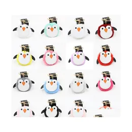 Key Rings Adorable Penguin Ring Pompom Car Keychains Pendant Fur Ball Keyfobs Pendants Cartoon Couple Ornament Jewelry P59Fa Drop Del Dhugc