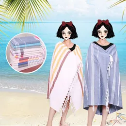 Towel Striped Cotton Bath With Tassels Summer Beach Bathing Swim Travel Outdoor Sunscreen Shawl Women Scarf Pool Blanket