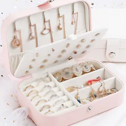 Jewelry Pouches Multi-function Travel Boxes Women Pink Jewellery Box Elegent Portable Organizer Ornaments Storage Case Simple