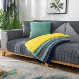 كرسي يغطي Missder Sofa Cushion Plush Non-Slip Shiched Cover Flannel Universal Solid Solid Plot