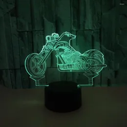 Bordslampor Motorcykel Färgglad 3D -lampa Kristall Akrylvision Stereo Moderne Desk Touch Creative Lighting