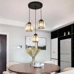 Pendant Lamps Modern Chrome Metal Crystal Led Lights Lamp Lighting Fixture For Foyer Living Room