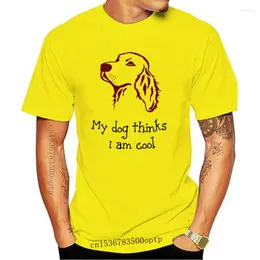 Herren-T-Shirts, bemaltes Hunde-Shirt, Geschenkidee für Besitzer, Männer und Frauen, glückliches Haustier, Baumwollbekleidung, Irish Setter-Portrait, individuelles T-Shirt mit Text