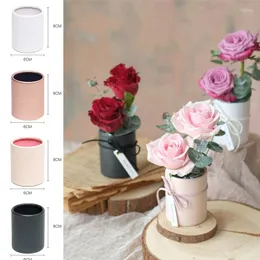 Emballage cadeau 1PC Mini câlin seau rond fleur boîte couvercle carton boîtes d'emballage Vase remplacement Bouquet support de stockage