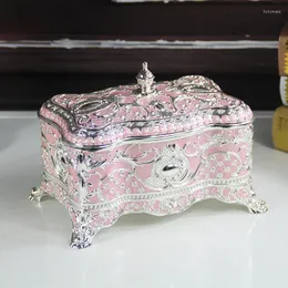 Pudełka do przechowywania europejskie prostokąt biżuterii o wysokiej pojemności do stół ślubnych dekoracyjny metalowy pierścień organizator Z149