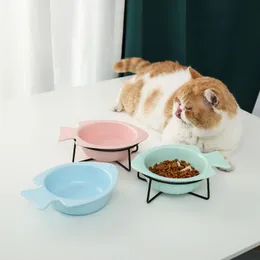 Alimentadores de tigelas de gato antiderrapante comida de água de cão cerâmica animal beber comendo alimentador com suporte elevado suprimentos de produtos para animais de estimação acessórios