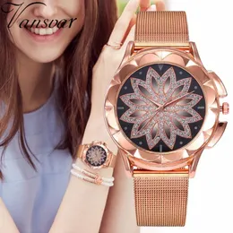 Zegarek na rękę upuszcza kobietę ze stali nierdzewnej Lucky Flower zegarek luksusowy damski kwarc sukienka prezentowa Relogio feminino